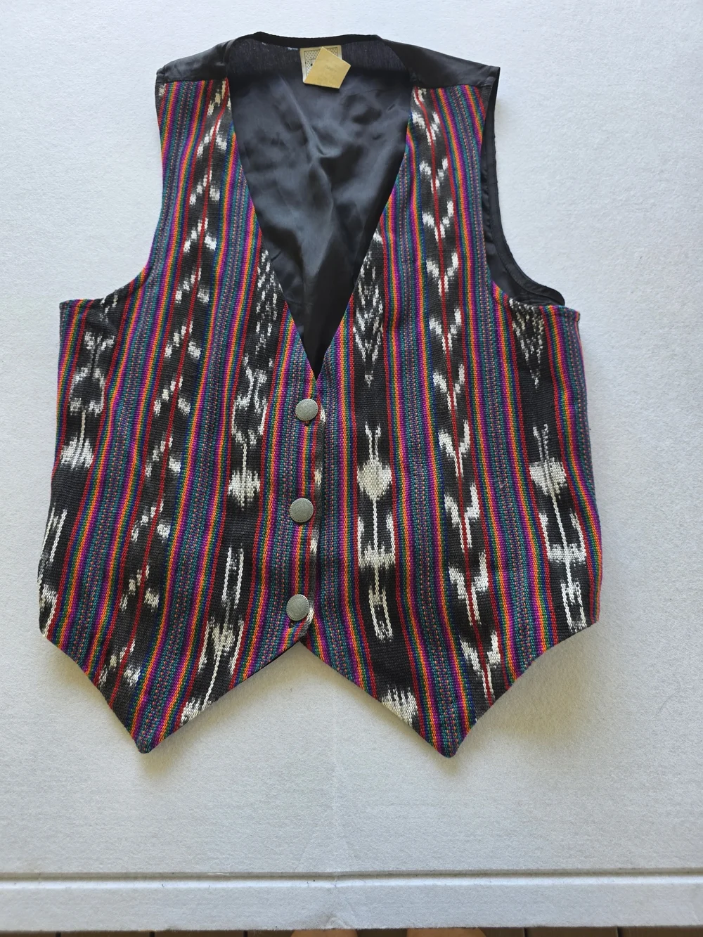 David Wayne Men's Multicolor Striped Pattern Vest with Black Base